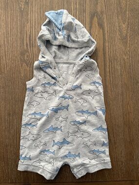 EUC Just One You by Carter’s Shark Tank Romper with Hood 3M